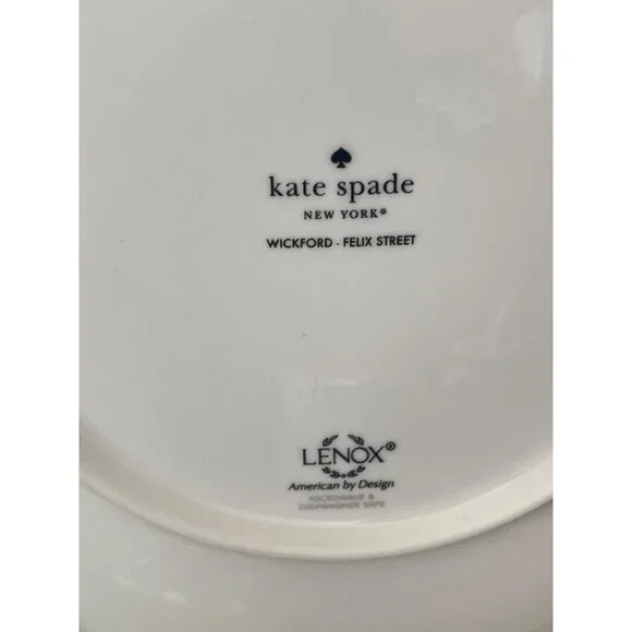 Kate Spade Lenox Wickford Felix Street Green Stripe Dinner Plates Set of 2 - Picture 7 of 8